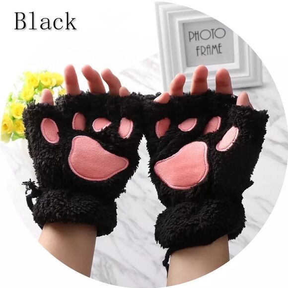 🆕Black Fingerless Cat Paw Gloves - Picture 5 of 10